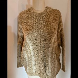 Anthropologie camel and cream stitchy poncho pullover.